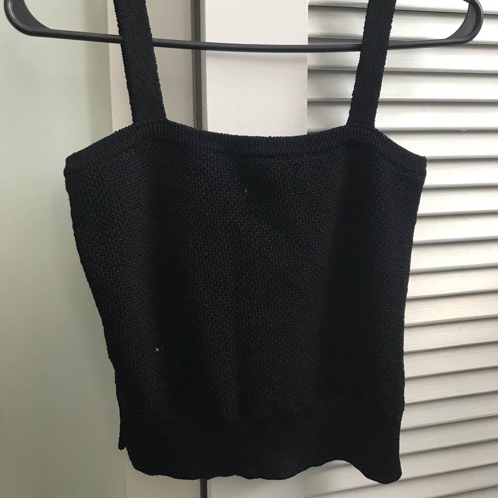 Black Knit Cropped Tank Top